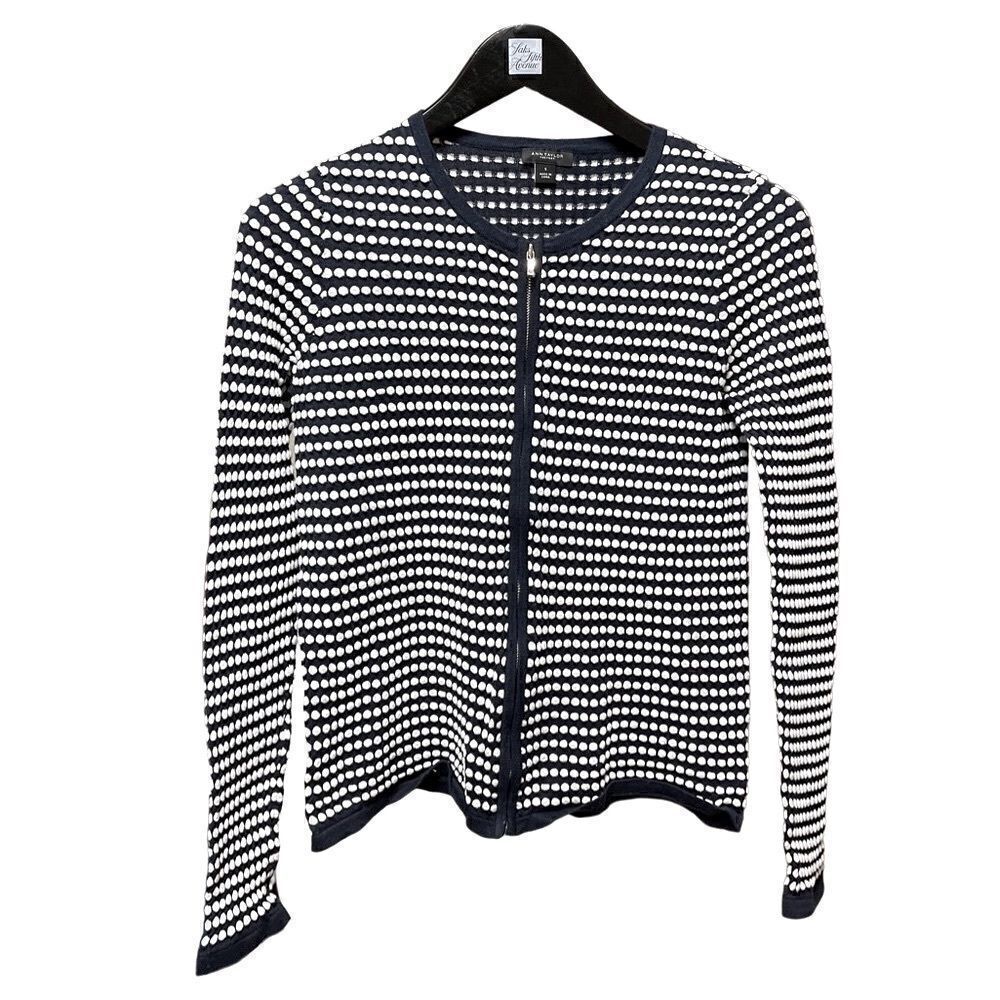 🌟70% OFF🌟 Ann Taylor Polka Dot Zipped Sweater in Navy Blue
